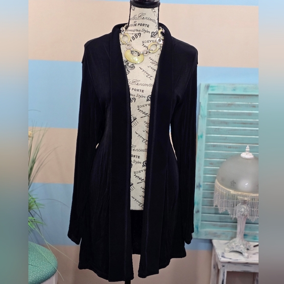 NWT Citiknit Open Front Black Cardigan - Picture 2 of 9